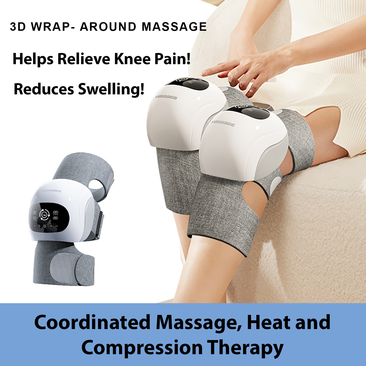 Knee Joint Electric Heating Vibration Legs Massager Brace Massage