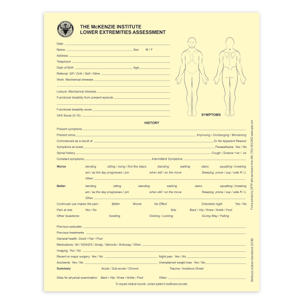 Lower Extremities Assessment Forms