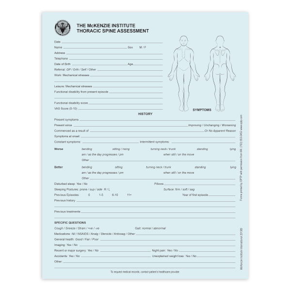 Thoracic Spine Assessment Forms - McKenzie Institute