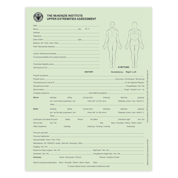 Upper Extremities Assessment Forms