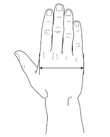 Measure the width of Palm under the knuckles 